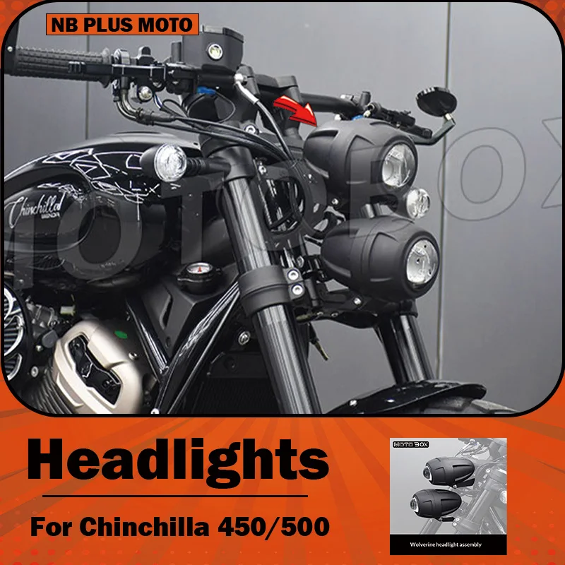 【Premium】For Chinchilla 450/500 Modified Wolverine-style Dual Headlights: Retro LED Super-bright Lens Headlight Assembly Parts