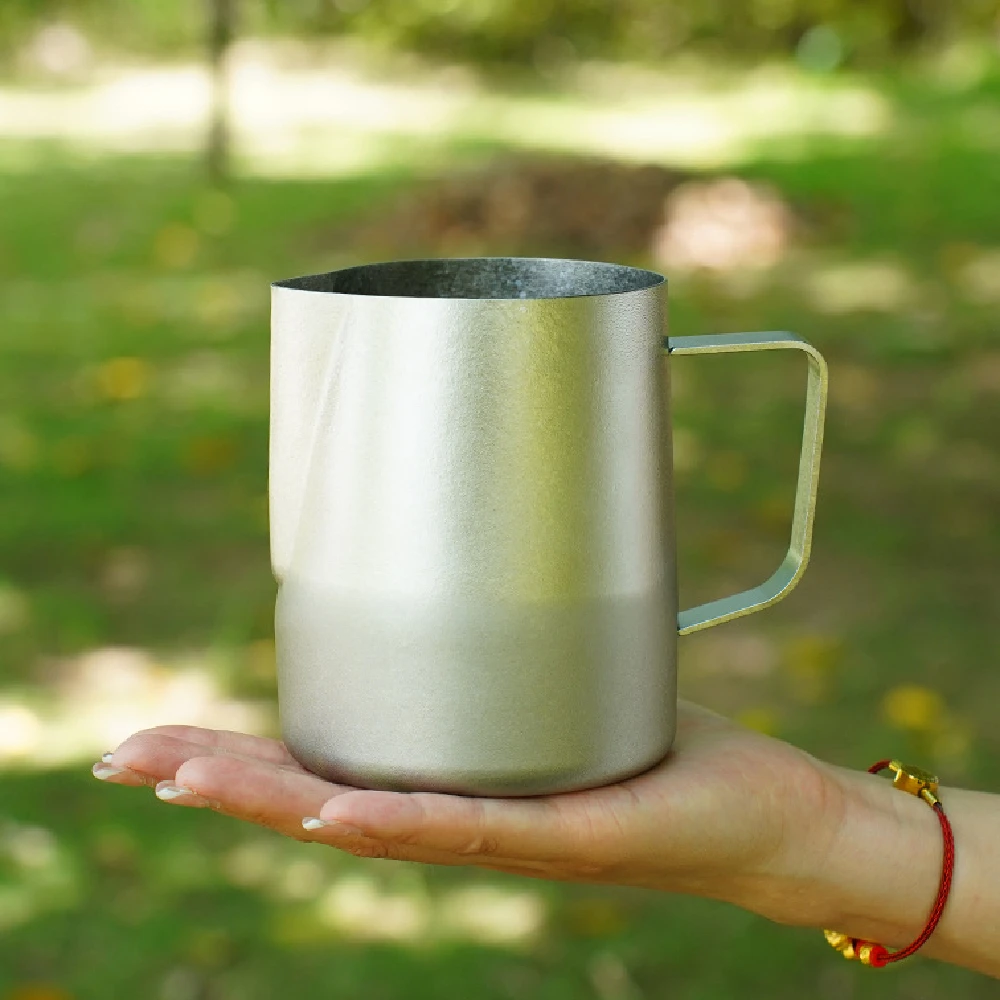 Titanium Beer Mug Crystallized 650ml Snowflake Ultralight Camping Picnic V-Shaped Spout Easy Clean Seamless Matte Ergonomic Grip