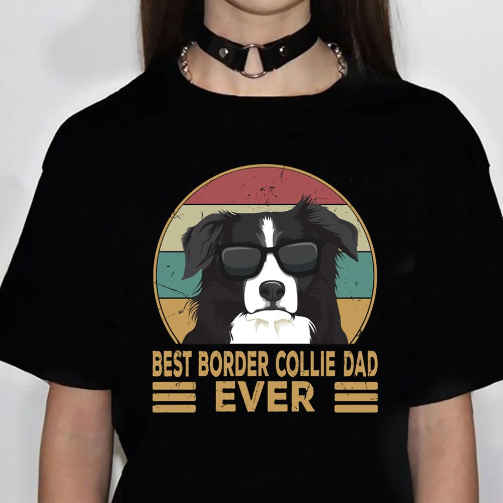 Border Collie t-shirts women harajuku Y2K comic t shirt girl Japanese clothes