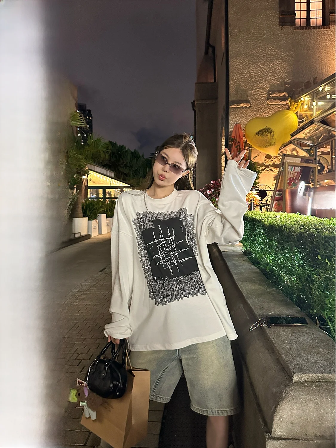 

D YANGJUN Oversize Loose Long Sve T-irt round Ne Commute Sle Cotton Polyester Blend Comfortable Top for Autumn