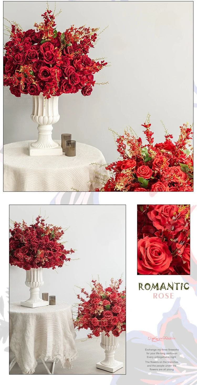 60cm Rote Jasmin-Kunstblumenkugel, Hochzeitsbühnen-Mittelstück, Künstliche Blumensphäre, Schaufensterdekoration, Event-Party-Großhandel – Detail 7