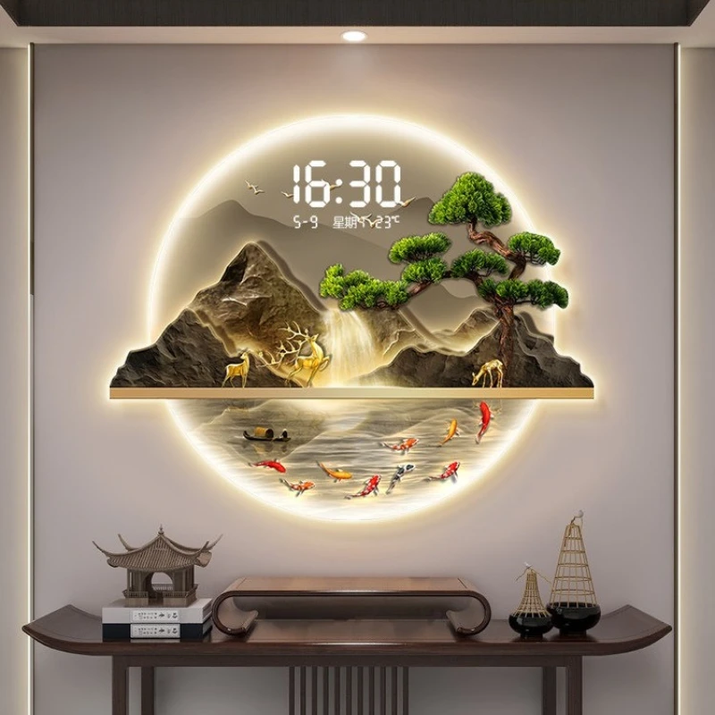 Indoor Wall Decoration Wall Clock Display Time Temperature Calendar Wall Watch Corridor Living Room LED Mute Clock Mural Watch