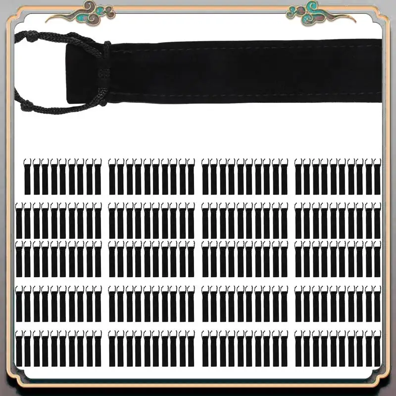 

Durable 200 Pcs Black Velvet Pen Pouch Sleeve Holder Single Pen Bag Case Pencil Bag