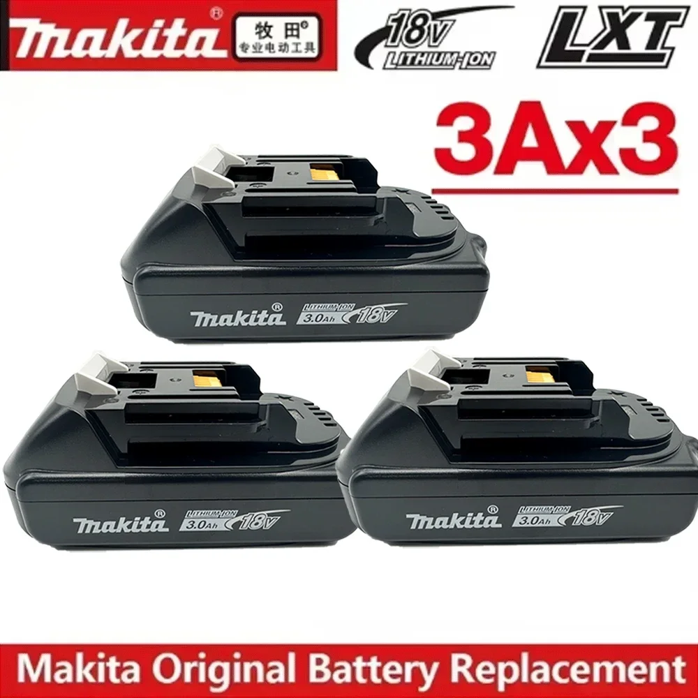 100% originele Makita 18V batterij 18650 oplaadbare lithium-ionbatterij, vervangbare Makita BL1830 BL1860B met 18V 3A oplader