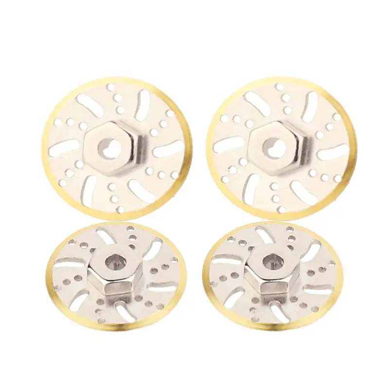 ABYB 4Pc Brass Wheel Hex Adapter Axle Counter Weight Brake Disc for Axial SCX24 1/24 RC Crawler Car Upgrade Parts