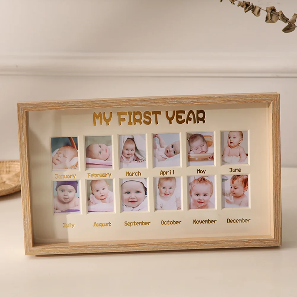 Photo Frame Table Picture Desktop Adornment Kids Gifts Baby Shower Milestone Newborn Girl Essentials 12 Month First Year Infant