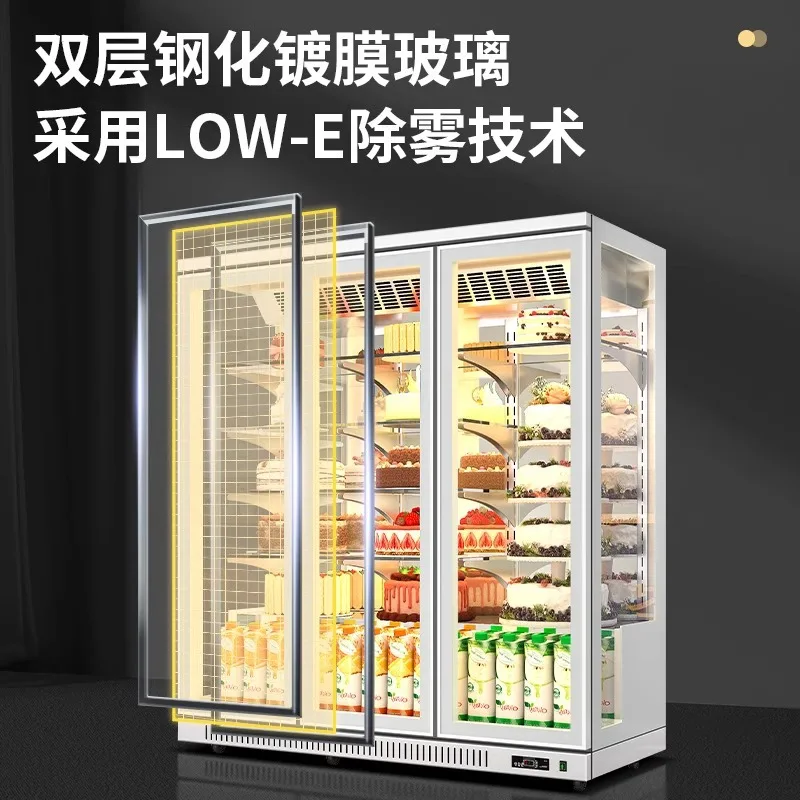 Vertical cake display cabinet Commercial refrigerated frozen baking refrigerator Air-cooled dessert mousse fruit flower fresh-ke