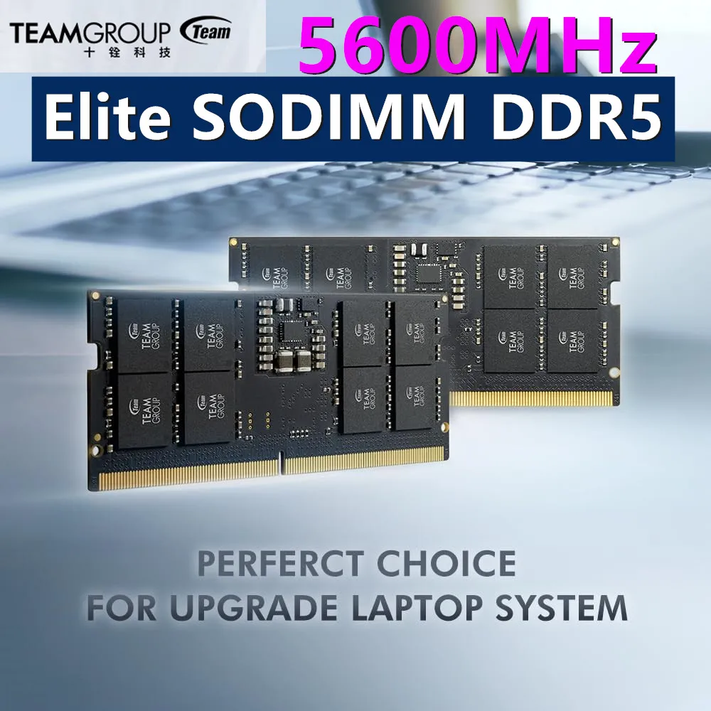 TEAMGROUP Elite SODIMM DDR5 32GB 16GB 5600Mhz (PC5-44800) CL46 Non-ECC Unbuffered 1.1V 262 Pin Laptop Memory Module Ram