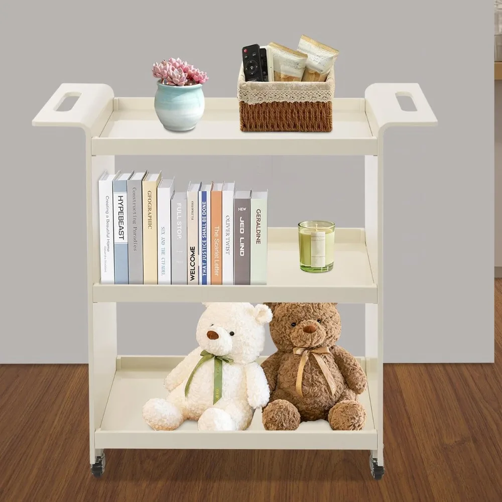 عربة أدوات دوارة، عربة تقديم الكمبيوتر مع عجلات عربة تخزين المواد الغذائية التجارية عربات تخزين متنقلة 28 بوصة طول × 12 بوصة