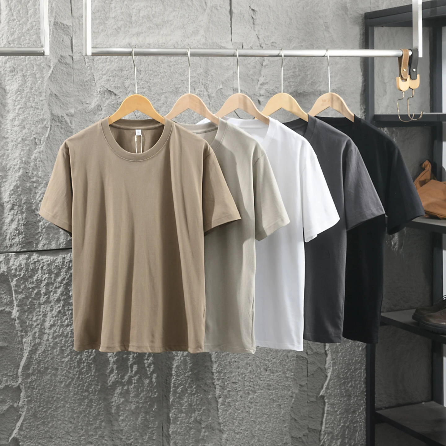 100% Cotton Men's round Neck Short Sleeve T-Shirt Casual Breathable  Color Commute Style Standard Fit Comfortable Skin-F...