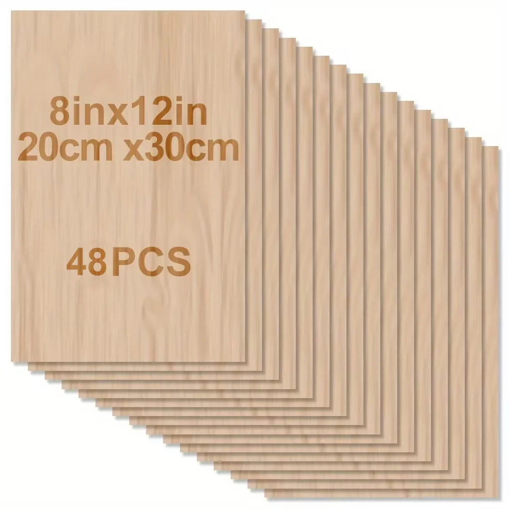 4/8/12/24/48 Stück Holz zum Basteln – 20 x 30 cm – 2 mm dickes Sperrholz mit glatter Oberfläche – lasergeschnittene quadratische Platten
