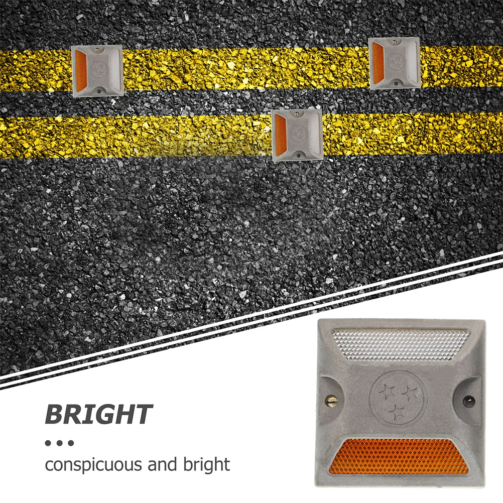 3 Pcs Fluorescence Road Stud Lights Vehicle Traffic Aluminum Sticker Pavement Markers