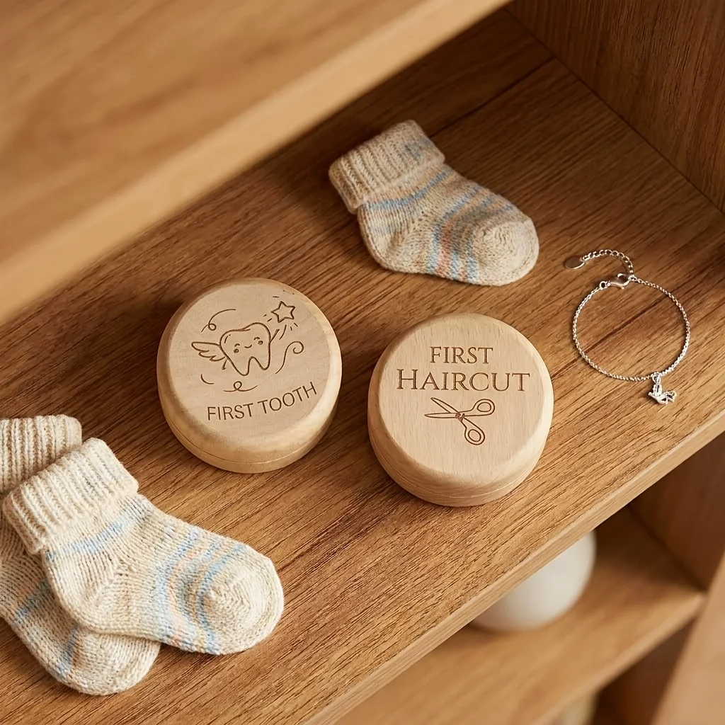 1-Piece Wooden Hair Box and Tooth Box Are Precious Keepsakes That Contain the First Traces of Growth and Embody the Love of the Family. They Are More Than Just a Simple Storage Box; They Are a Way for Parents to Express Their Love