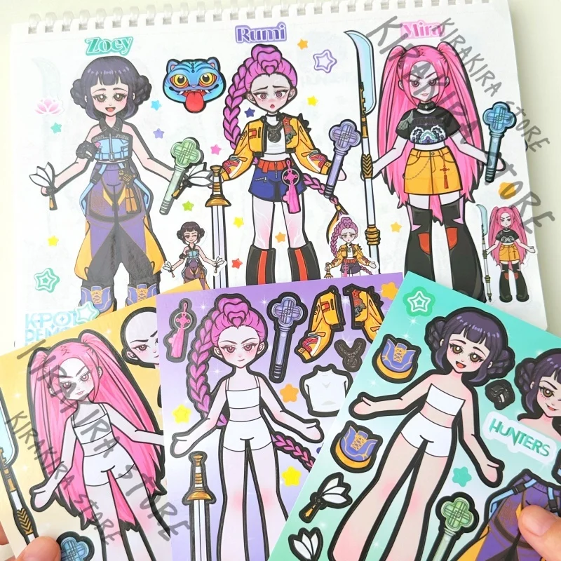 

KPop Demon Hunters Rumi Mira Zoey Art Stickers Cosplay Kawaii Dress Up Decals Saja Boys Cute Cartoon Collage Picture
