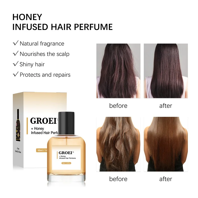 بخاخ عطر GROEI Honey Hair - عطر يدوم طويلاً مع عسل طبيعي وزيت الأركان، يضيف اللمعان ويقلل التجعد، زجاجة 50 مل. #4