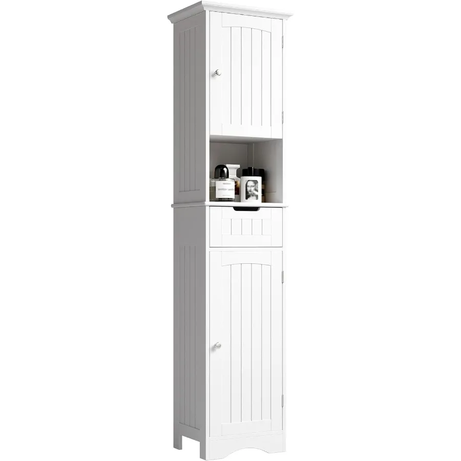 

67 Tall Bathroom Storage Cabinet Freestanding with Adjustable Shelves Narrow Storage Linen Cabinet with 2 Doors and 1 Drawers f