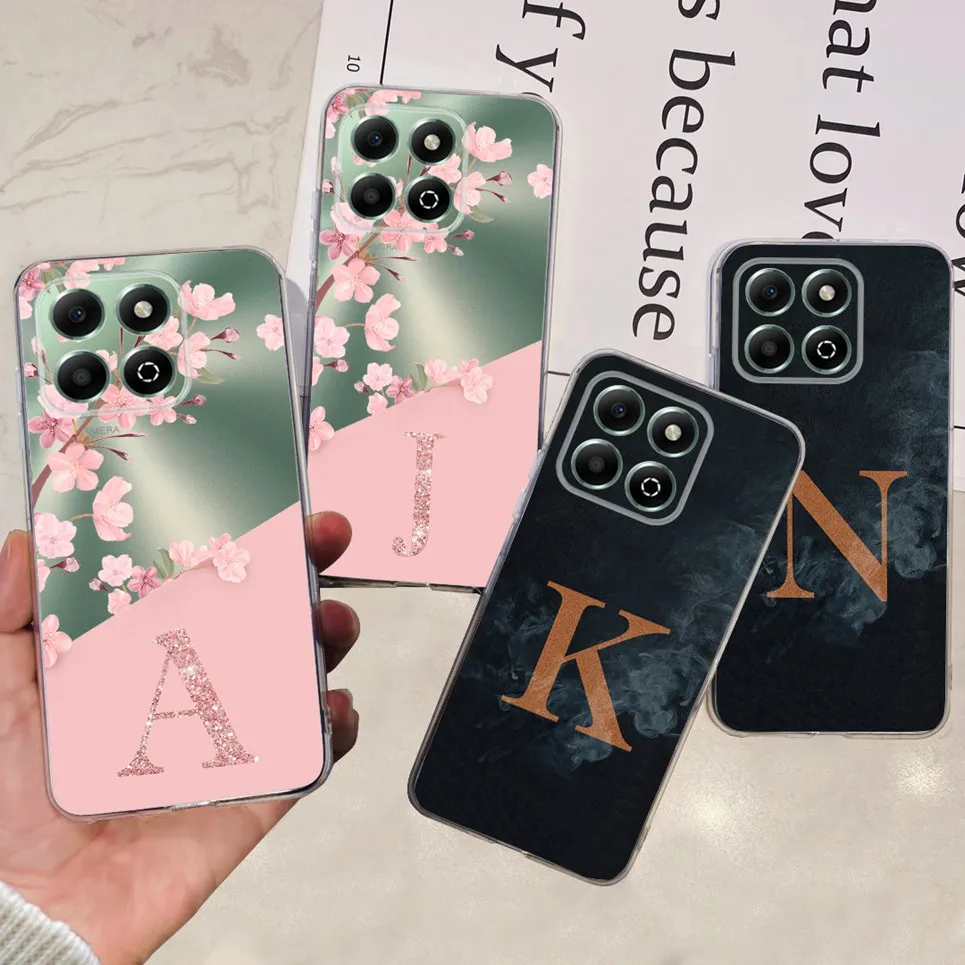 Nickname 26 Letters Phone Case For Huawei Honor X6b JDY-LX1 Case Black Pink Transparent Soft Silicone Hiousing HonorX6b X6 B