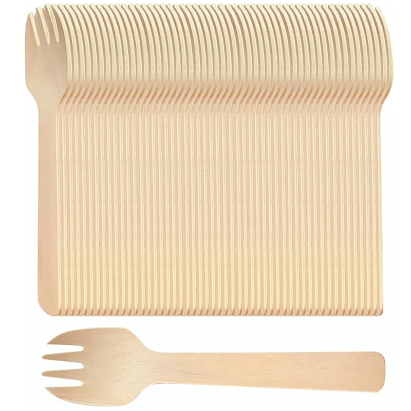 

50/100/200Pcs Mini Wooden Forks, 4-Inch Disposable Forks Wooden Cutlery for Parties, Weddings & Camping