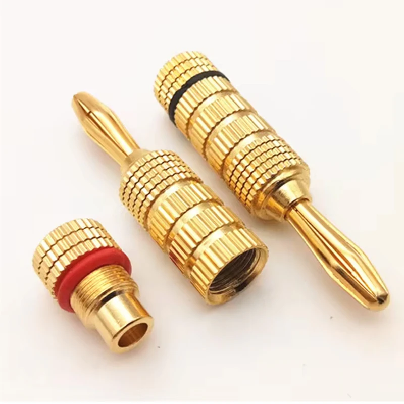 Banana Connector 4mm Speaker Wire Banana Plugs 24K Gold Plated Copper Banana Jack Amplifier Connector HiFi Audio Cable Adapter