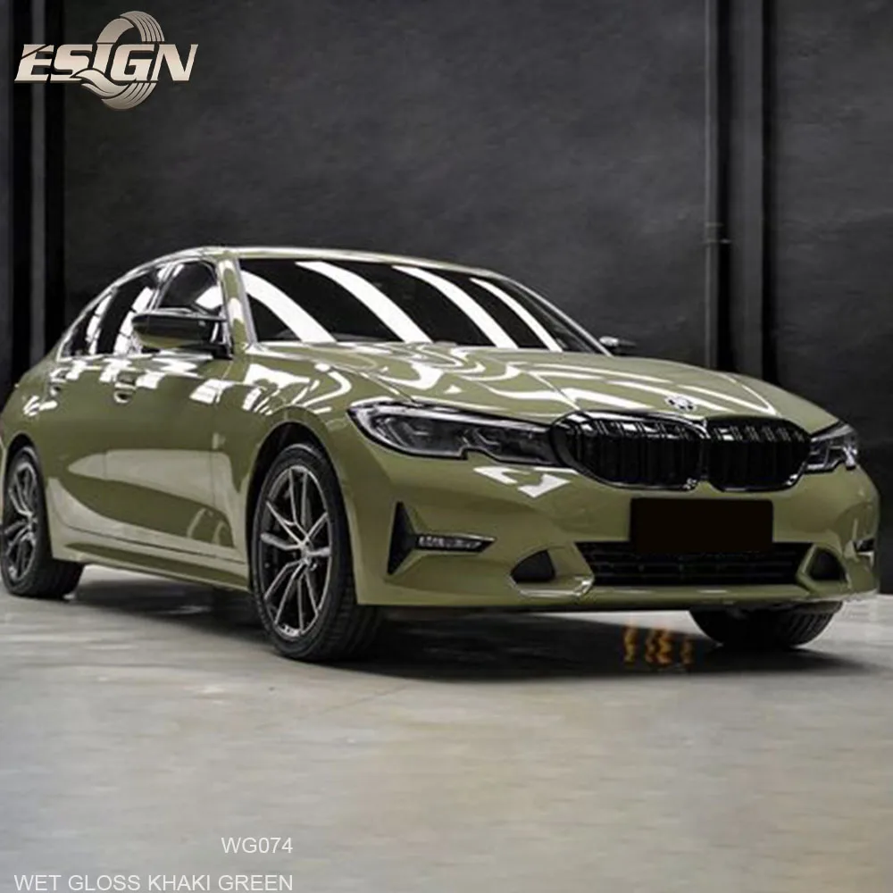 

Crystal Gloss Khaki Green Warranty Stickers Car Wrapping Custom Printing Wrap Vinyl Color Change Full Rolls 2025 New Type Film