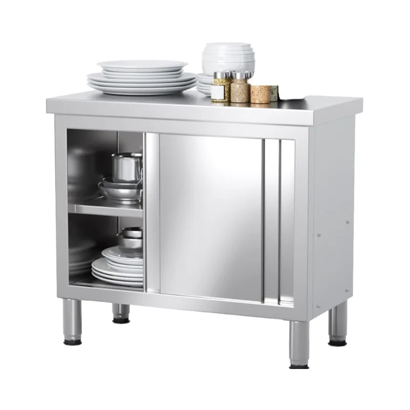 

Commercial Kitchen Countertops 2 Layers Heavy Duty Preparation Counters 2 Sliding Doors Stainless Steel 39 x 19 Household