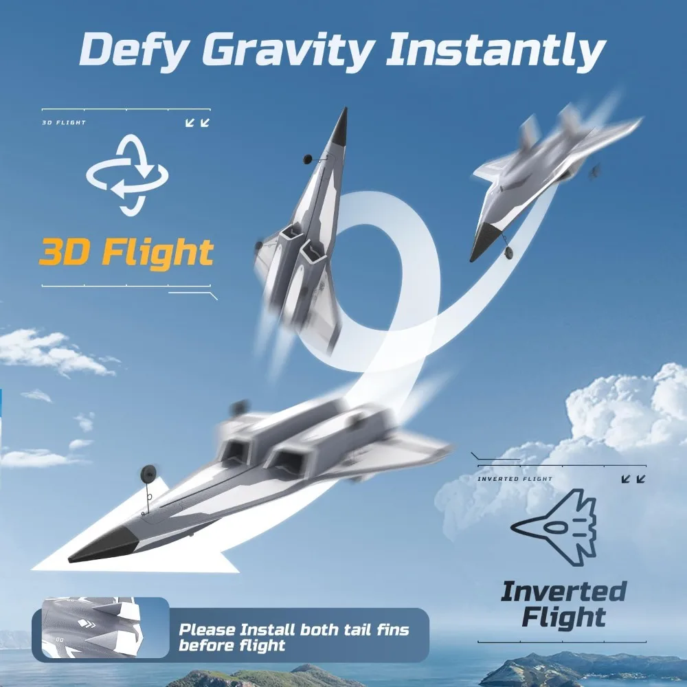 DEERC 4-Kanal-Kunstflug-RC-Jet mit zwei Lüftern, gebürsteten Motoren und mehreren Flugmodi