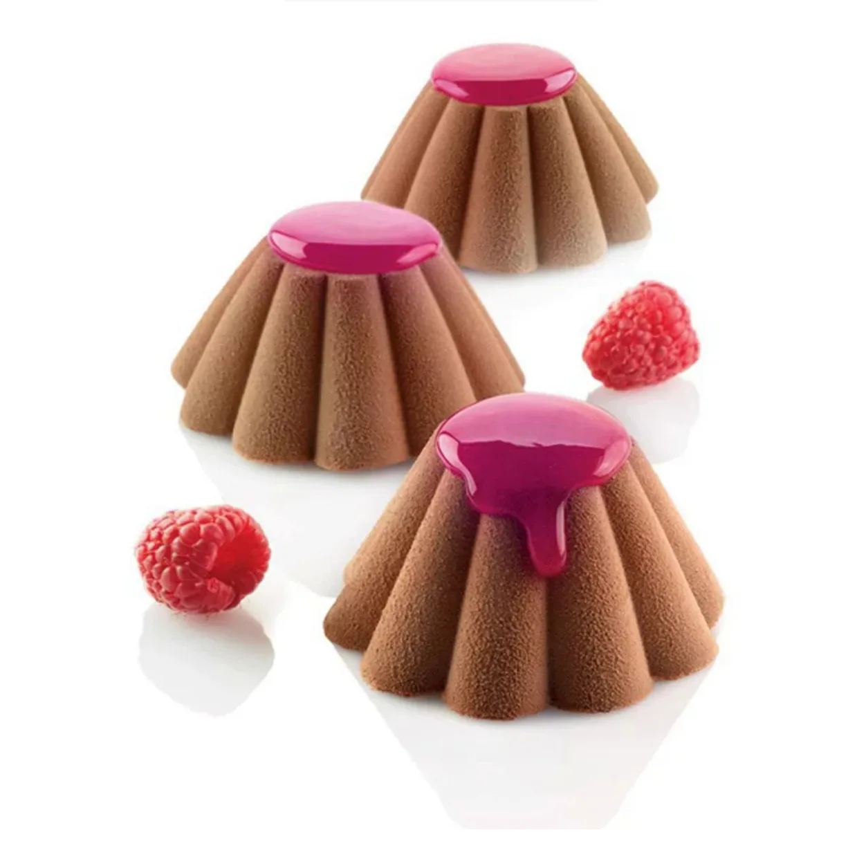 6 Cell Round Truncated Side Stripe Design Silicone Cake Mold Mousse Cake Mold Kitchen Pastry Supplies Party Dessert Baking Tools