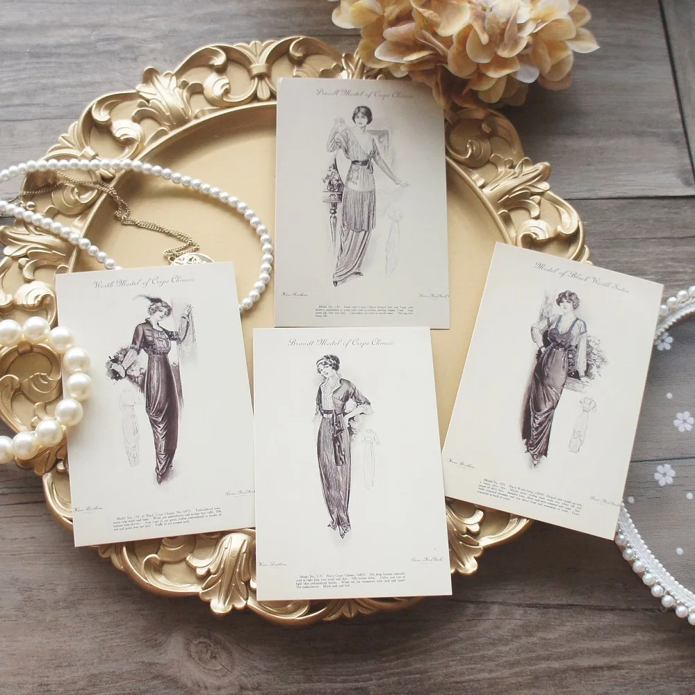 15pcs Aristocratic Women In The Mid-20th Century Style Card As Party Invitation DIY Decoration Gift Card Message Card Postcard