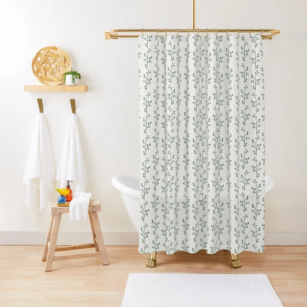 

Festive Forest - Green & Cream Shower Curtain Anti-Mold Waterproof Shower Anime Bathroom Elegant Bathroom Curtain