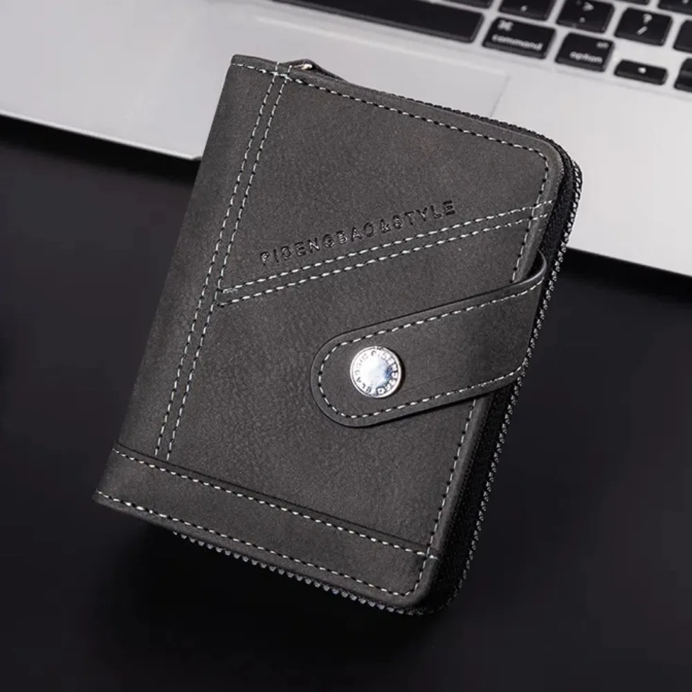 Casual Retro Bifold Wallet Cowhide Waterproof Men Card Holder Handheld Lightweight Male Short Wallet Gentleman