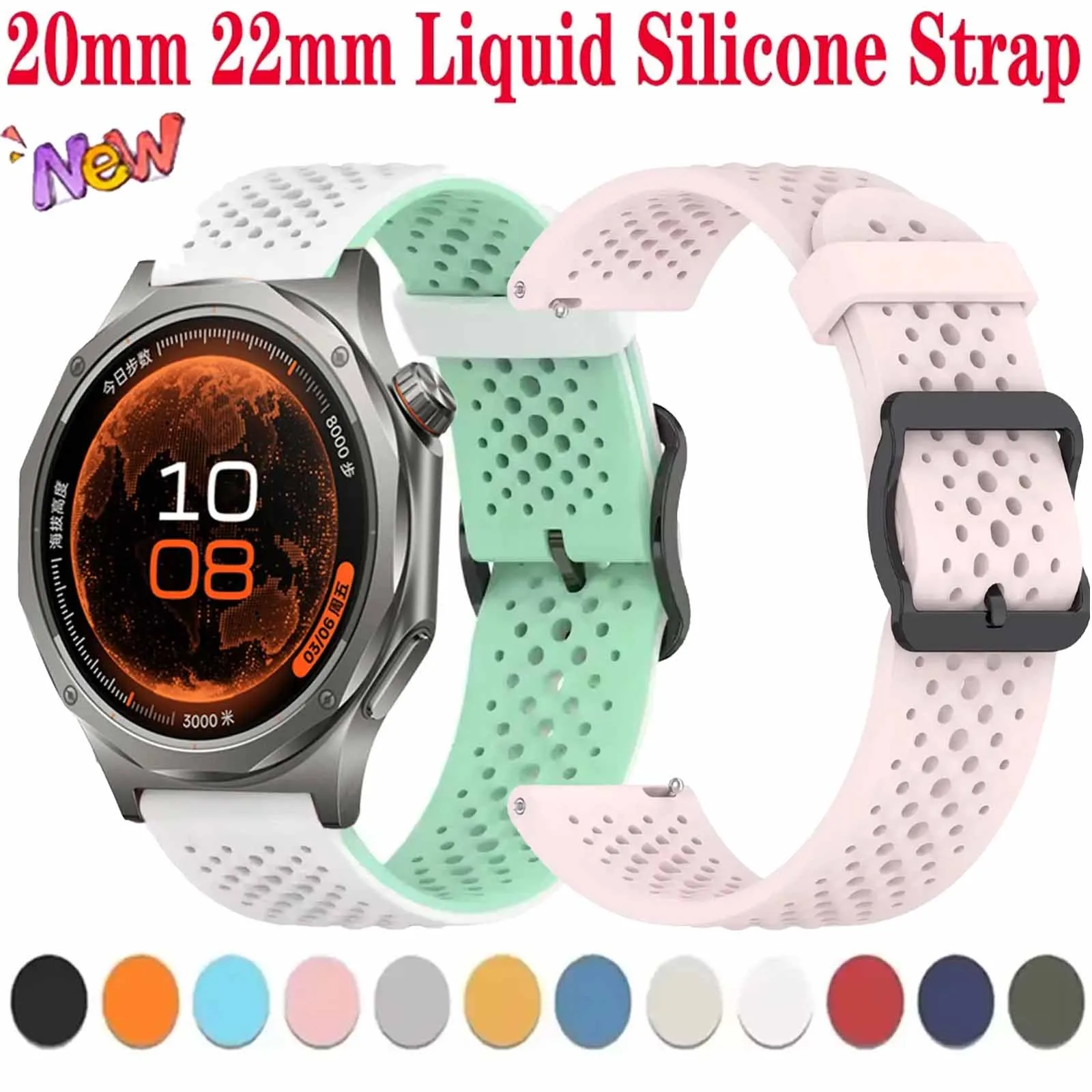 20/22mm Original Liquid Silicone Strap for OPPO Watch X3 S Oneplus Watch 4 3 Lite Breathable Correa for Xiaomi Watch 5 S5-4-3-2
