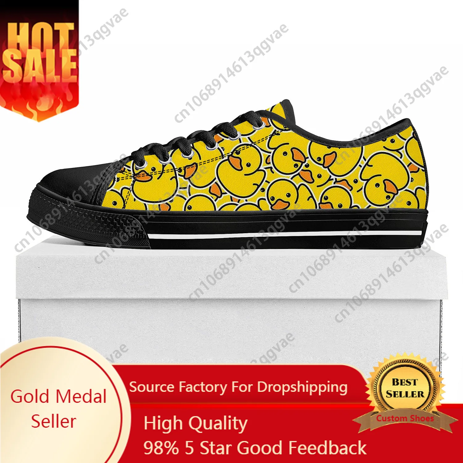 

Hot Cartoon Cute Yellow Duck Pattern Low Top Sneakers Womens Mens Teenager High Quality Shoes Custom Canvas Sneaker Couple Shoe