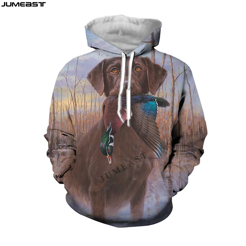 Jumeast Men's Hoodies Dog Hunting Hunter Duck Women's Sweatshirt 3D Oversized Coat Streetwear Tracksuit Spring Autumn Pullover