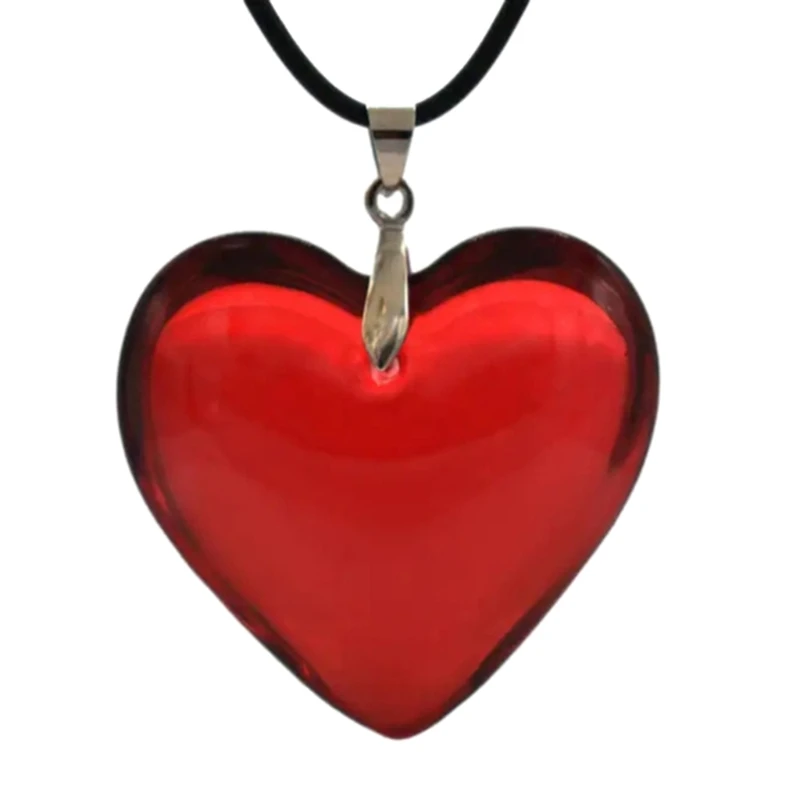 Heart Pendant Black Rope Necklace Jewelry Clavicle Chain for Women Men Birthday