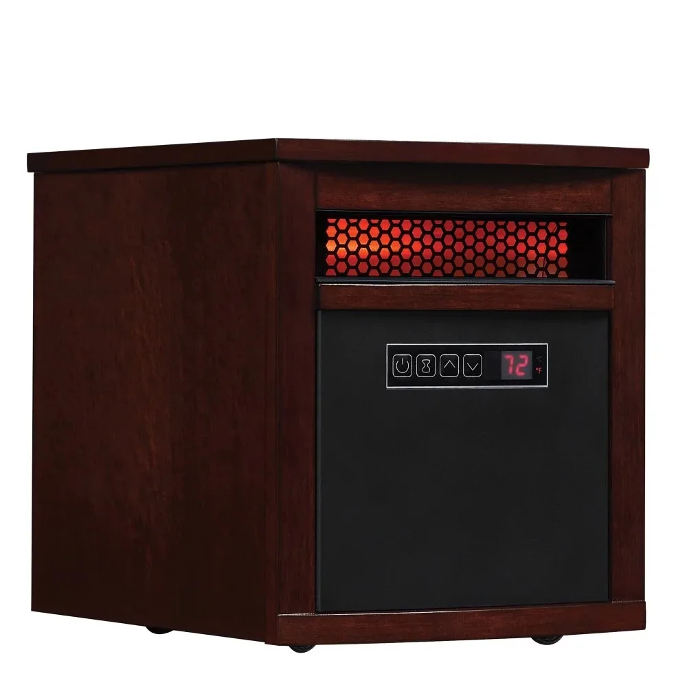 Electric Quartz Infrared Heater with Safer Plug, Dark Cherry, Portable Heater, Electric fireplace