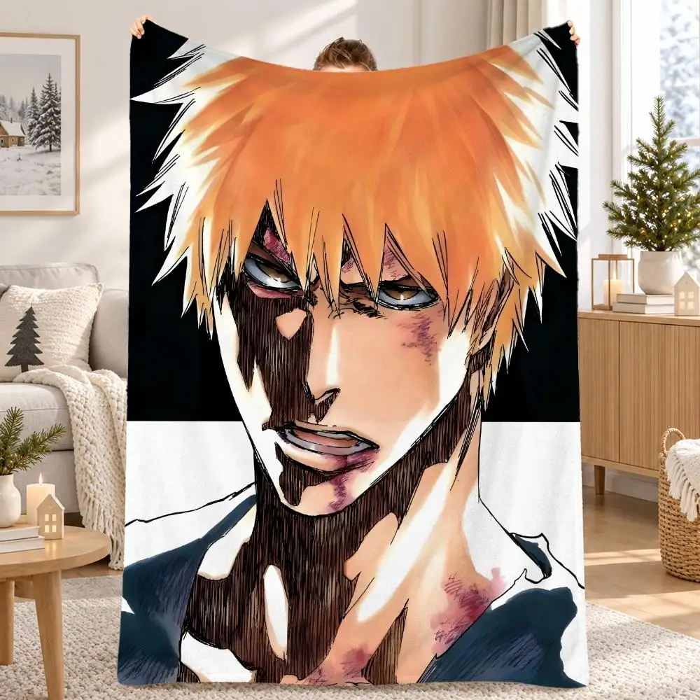 Ichigo Kurosaki Throw Pet Flannel Blanket Throw Blanket for Living Room Bedroom Bed Sofa Picnic Cover kids