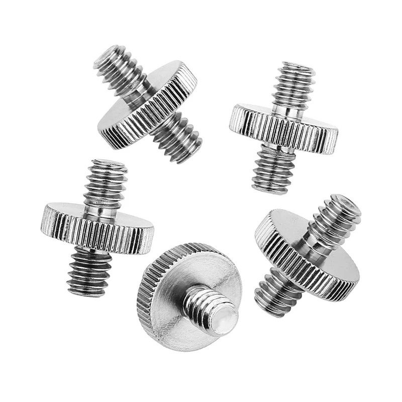 10 Stuks Standaard 1/4 "Naar 1/4" Schroefadapter Met Schroefdraad 1/4 "Tot 3/8" Dubbele Kop Voor Camerakooi/Monopod/Kogelkop/Lichtstandaard