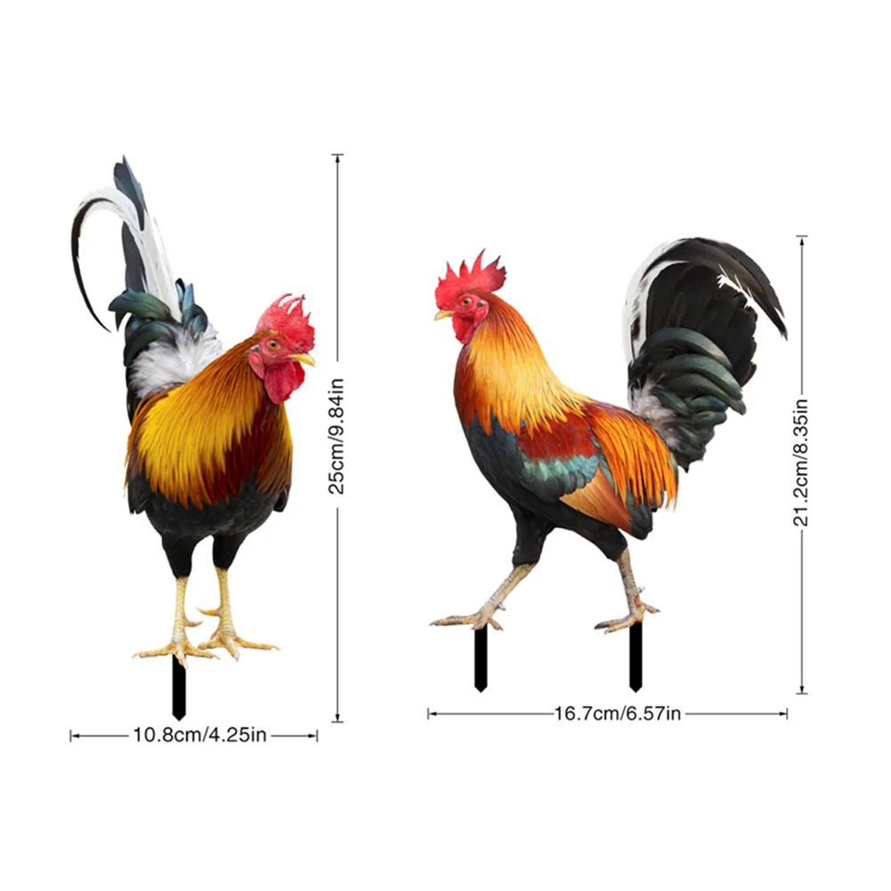 

2PCS Simulated Rooster Ornaments Weatherproof Chicken Fence Sculpture Garden Decorations for Garden Patio Backyard Decoration