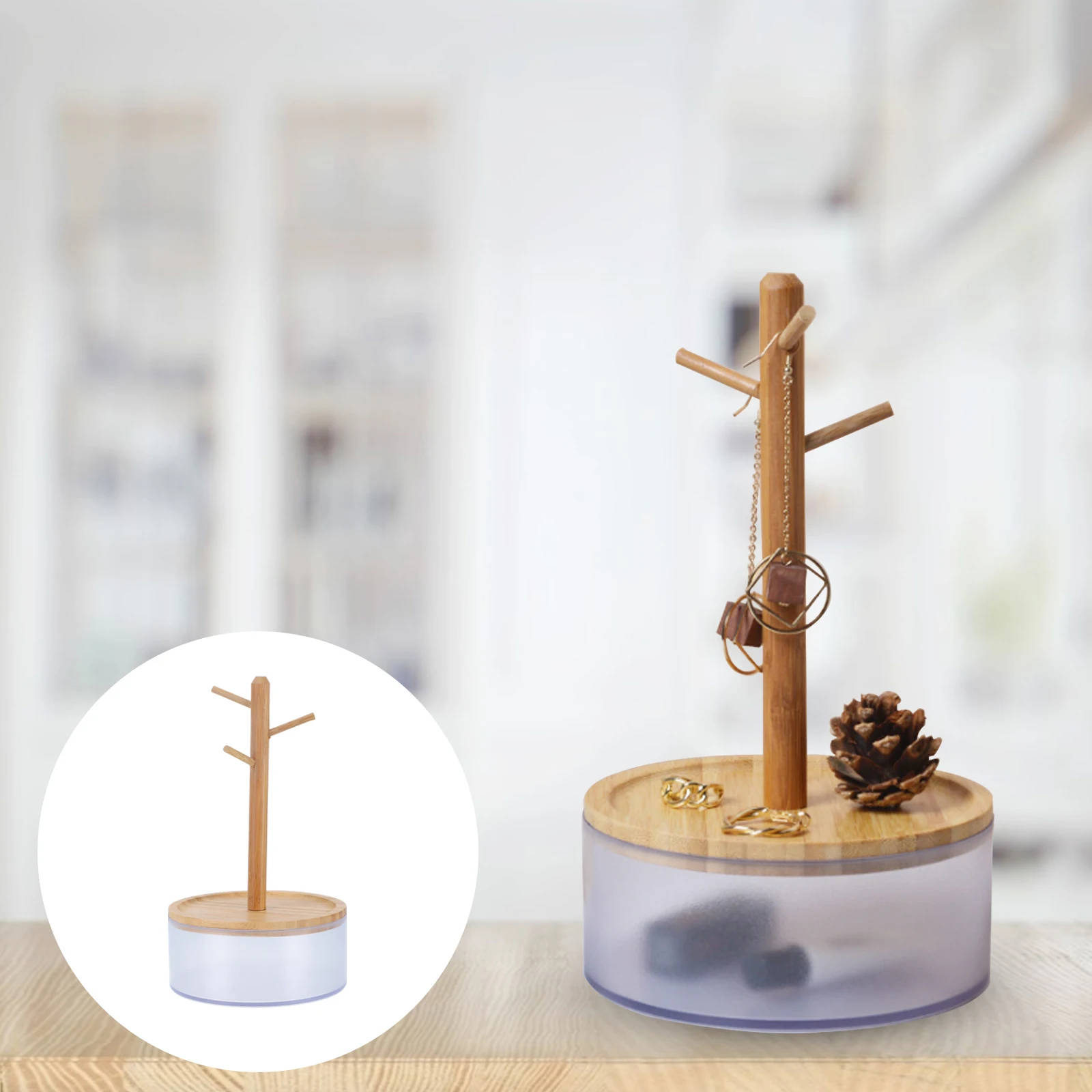 Bracciale St Porta gioielli Portaoggetti da tavolo Espositore per orecchini Scaffale rettangolare Ganizer Materiale in bambù Facile da pulire Alta