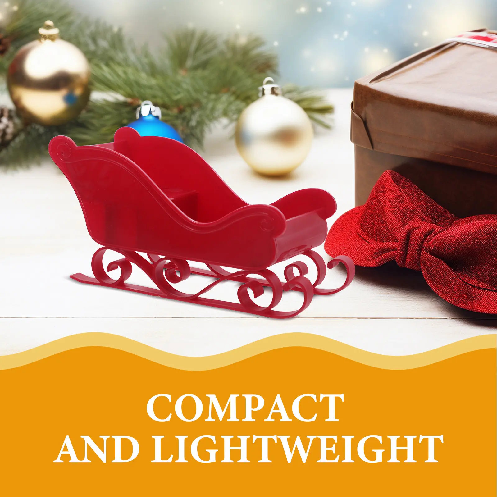 3Pcs Christmas Sleigh Decor Mini Santa Sleigh Plastic Tabletop Holiday Centerpiece Party Display Christmsa Miniature Sled