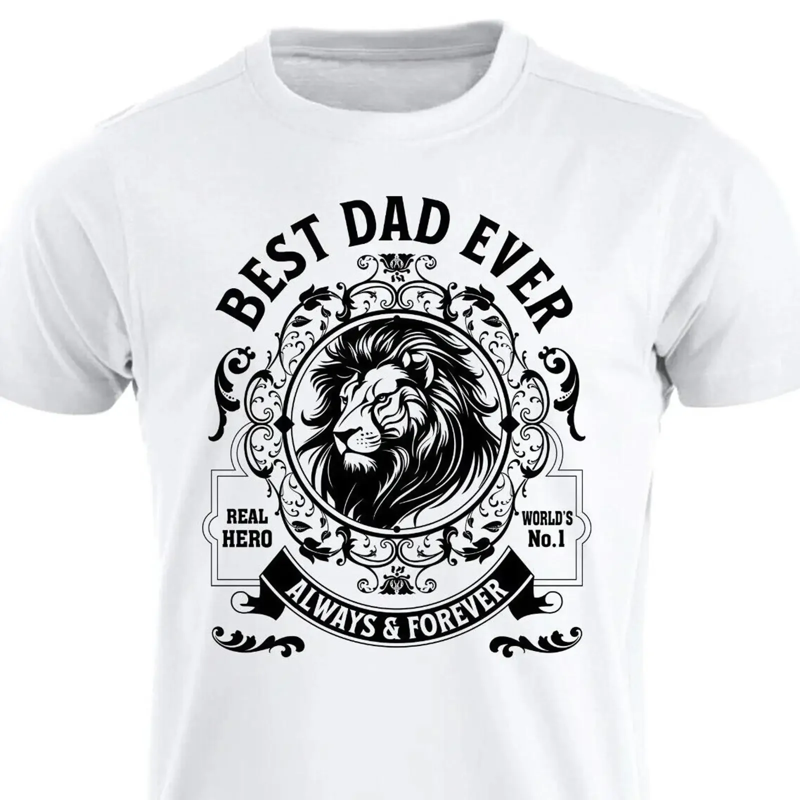 Best Dad Ever Lion T Shirt s Ideas for Father's Day Daddy Father vintage Washed Comfortable graphic homme Casual Stretched Soft