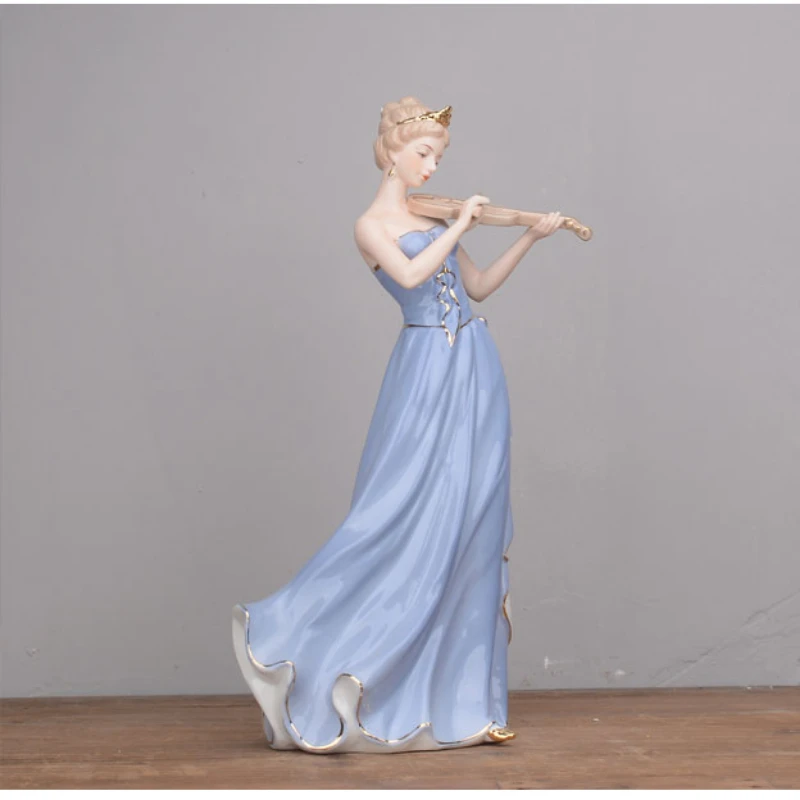 

Porcelain Retro Lady Cello Player Figurine Ceramic Music Character Statuette Artwork Gift Craft Ornament Accessories Furnishing