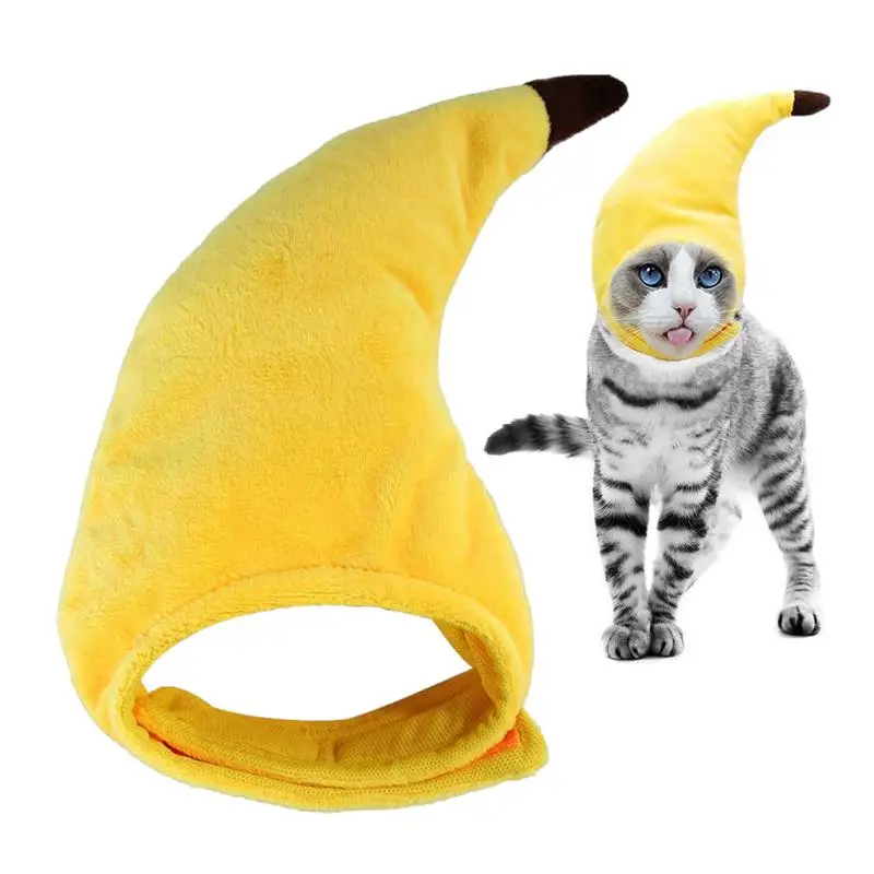 Cute Banana Shape Cat Hat Funny Hat For Cats Puppy Warm Plush Pet Hat Headgear Cosplay Props PhotoProp Kitten Headwear Supplies