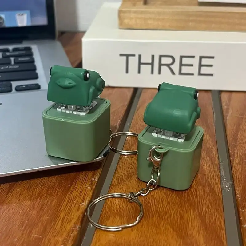 Funny Frog Duck Key chains Rechargeable Keyboard Clicker Sound Keyring with LED Light for Stress Relief Fashion Jewelry 2026 view 2