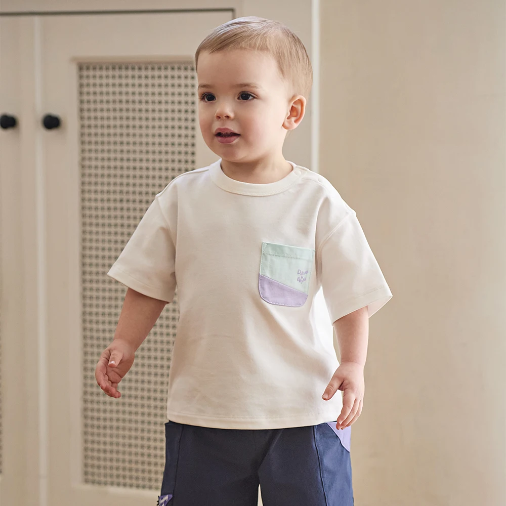 Dave Bella Girls Boys Summer T-Shirt Children Short Sleeve Solid Cool Top 5-13Years Tees Kids Outdoor Clothes DB2261289
