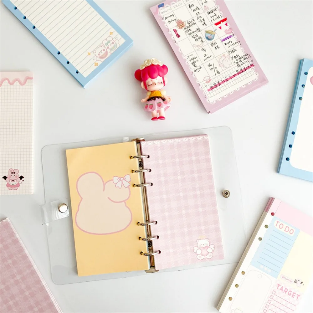 45 Sheets A6 Loose Leaf Refill Paper Heart Cartoon Rabbit Inner Refill Spiral Binder Paper Daily Monthly Weekly Agenda