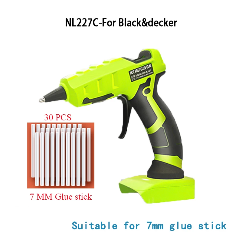 Pistolet à colle chaude sans fil 50W, pour Makita, DeWalt, Milwaukee, batterie Lithium-Ion 18V, 30 pièces, bâtons de 7mm, préchauffage rapide 30s