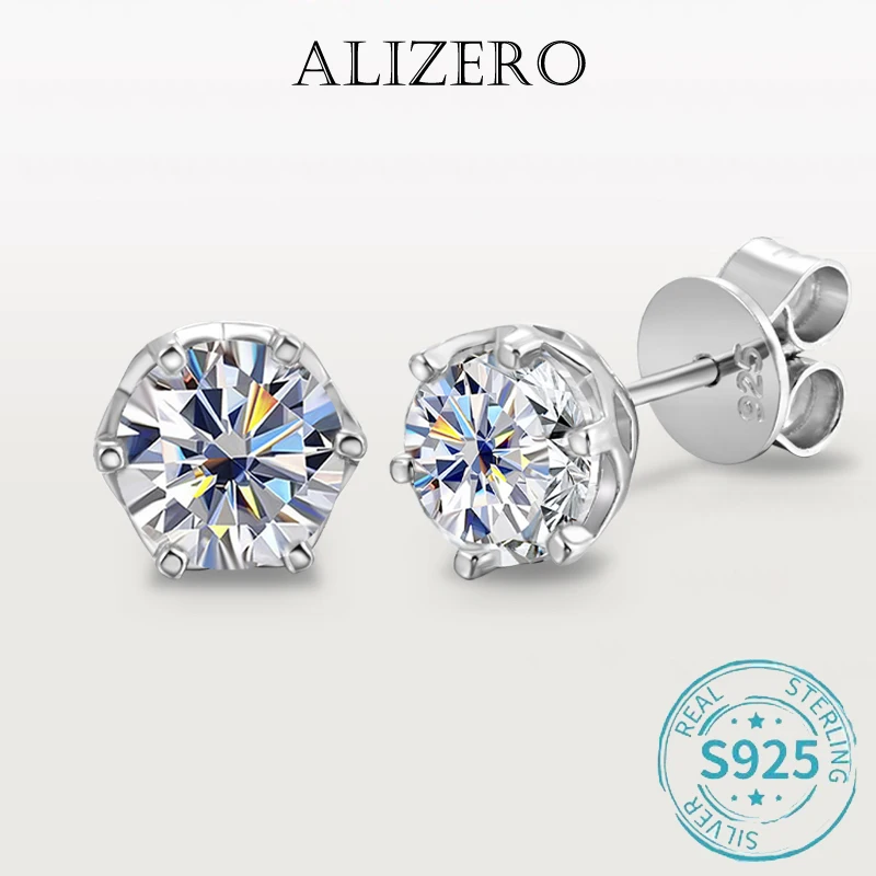 

ALIZERO 0.3-3ct D Color Round Cut Moissanite Earrings For Women Wedding Fine Jewelry with GRA 925 Sterling Sliver Diamond Studs