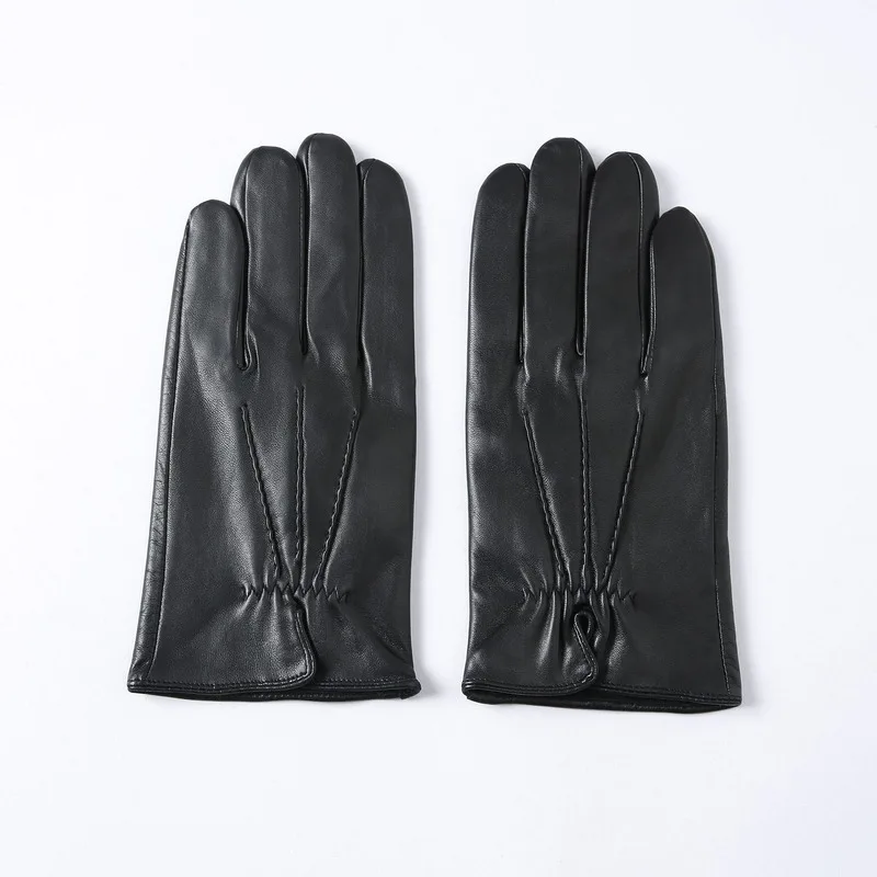 Real Leather Driving Gloves for Men, Touchscreen, Cold Weather, Cycling, Thick, Plush, Hand Protection, Winter Warm gloves