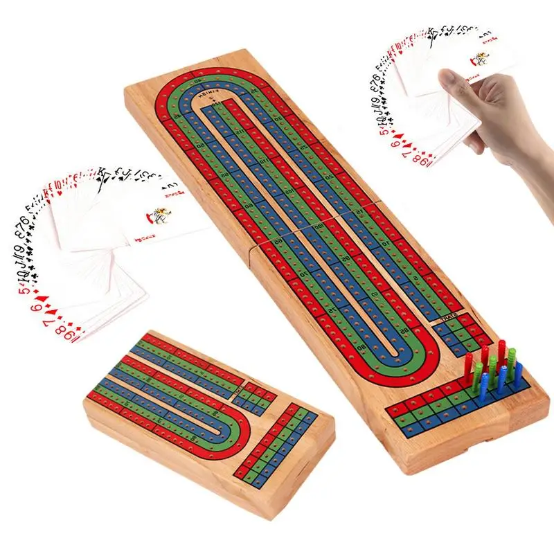 

Unique Wooden Cribbage Boards Upgraded Classic 3-Track Cribbage Board Set Pocket-sized Portable Travel Board Game For All Ages